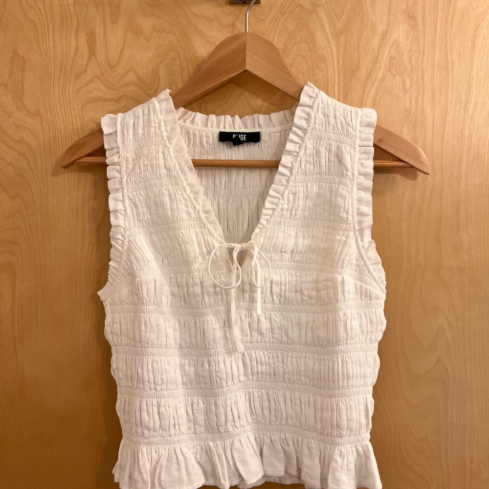 PAIGE White Textured Sleeveless Blouse